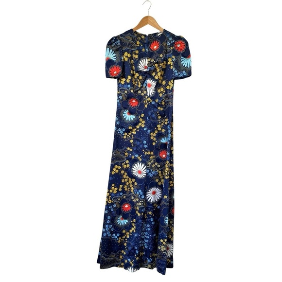 Vintage 1960s Floral Maxi Dress Bolero Hippie Daisy Flower Child Retro Mod Small - Picture 2 of 11